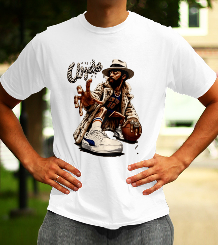 Walt Clyde Stylin' Profilin Throwback Knicks 10 Basketball Sneaker T-Shirt