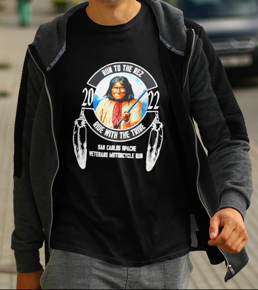2022 San Carlos Apache Run To The Rez Ride With The Tribe Veterans Motorcycle Run T-Shirt