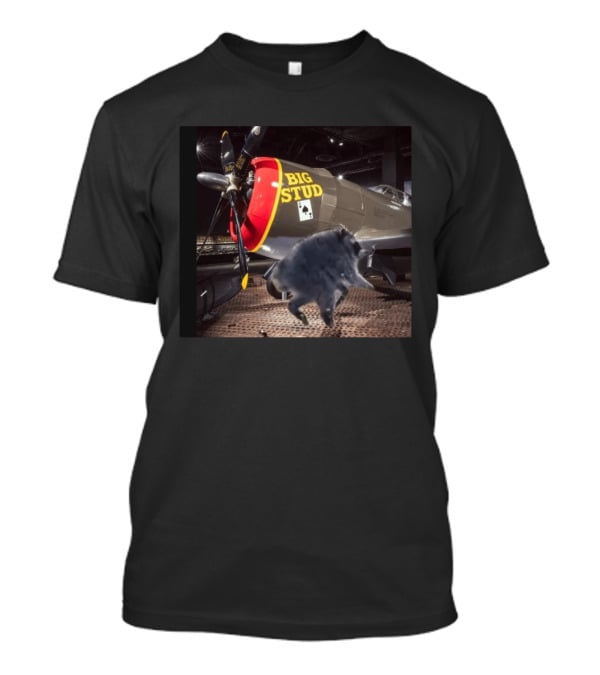 BIG STUD Aircraft With Jimothy The Raccoon And Chonk Showdown T-Shirt