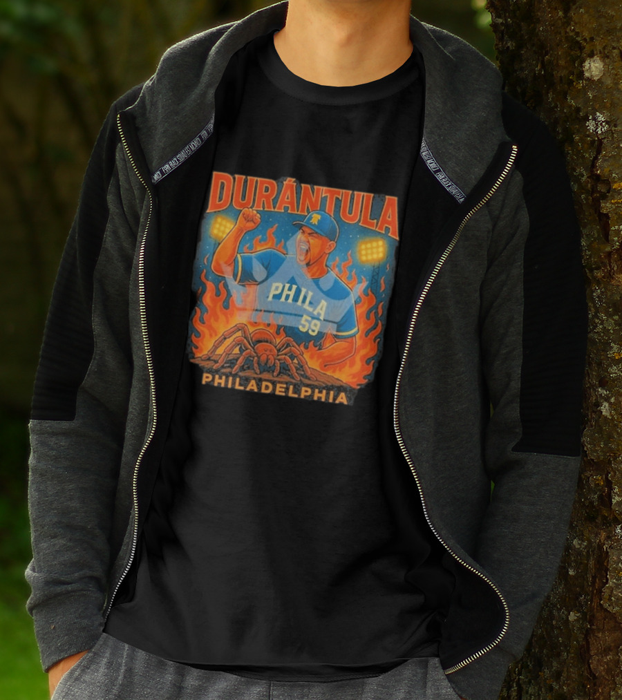 Durantula Philadelphia Phila 59 Baseball Flames Spider T-Shirt
