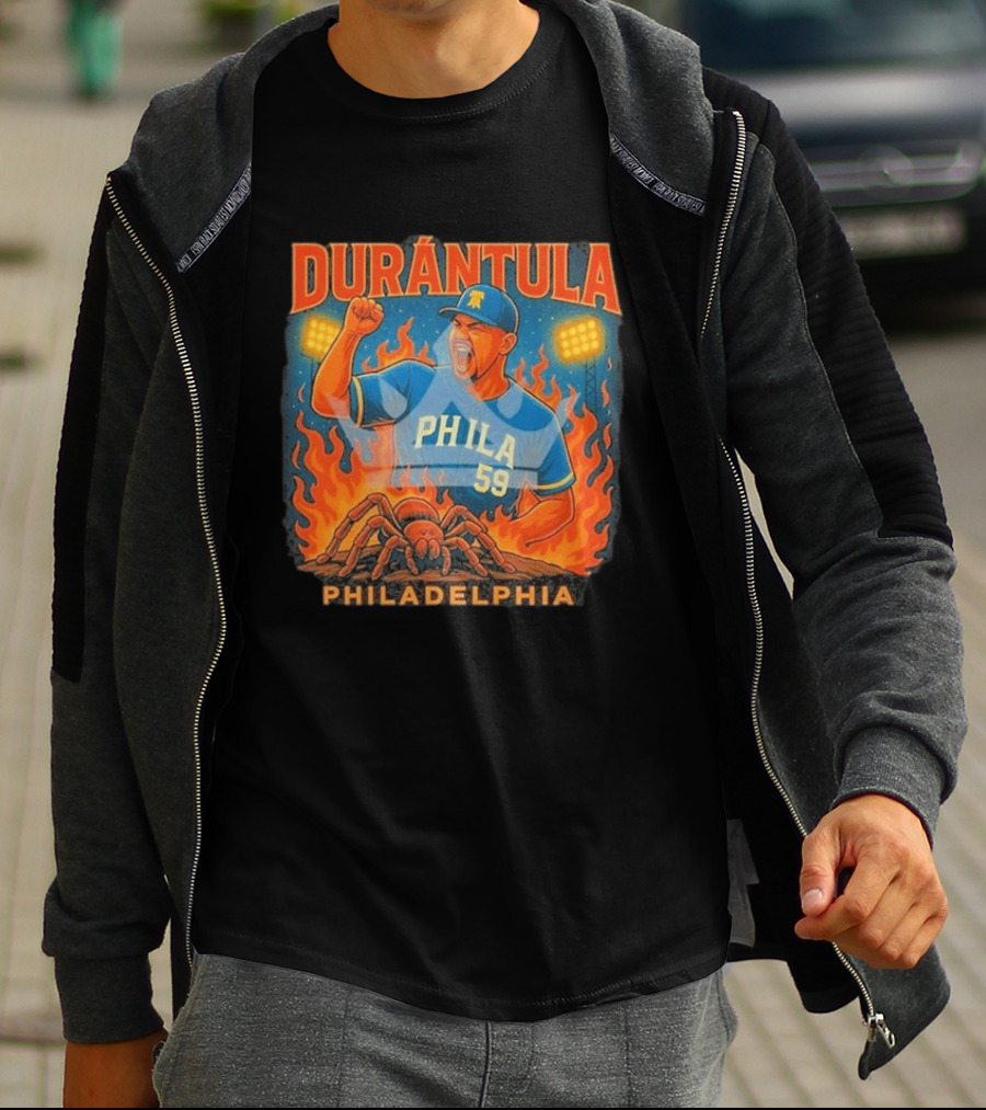 Durantula Philadelphia Phila 59 Baseball Flames Spider T-Shirt
