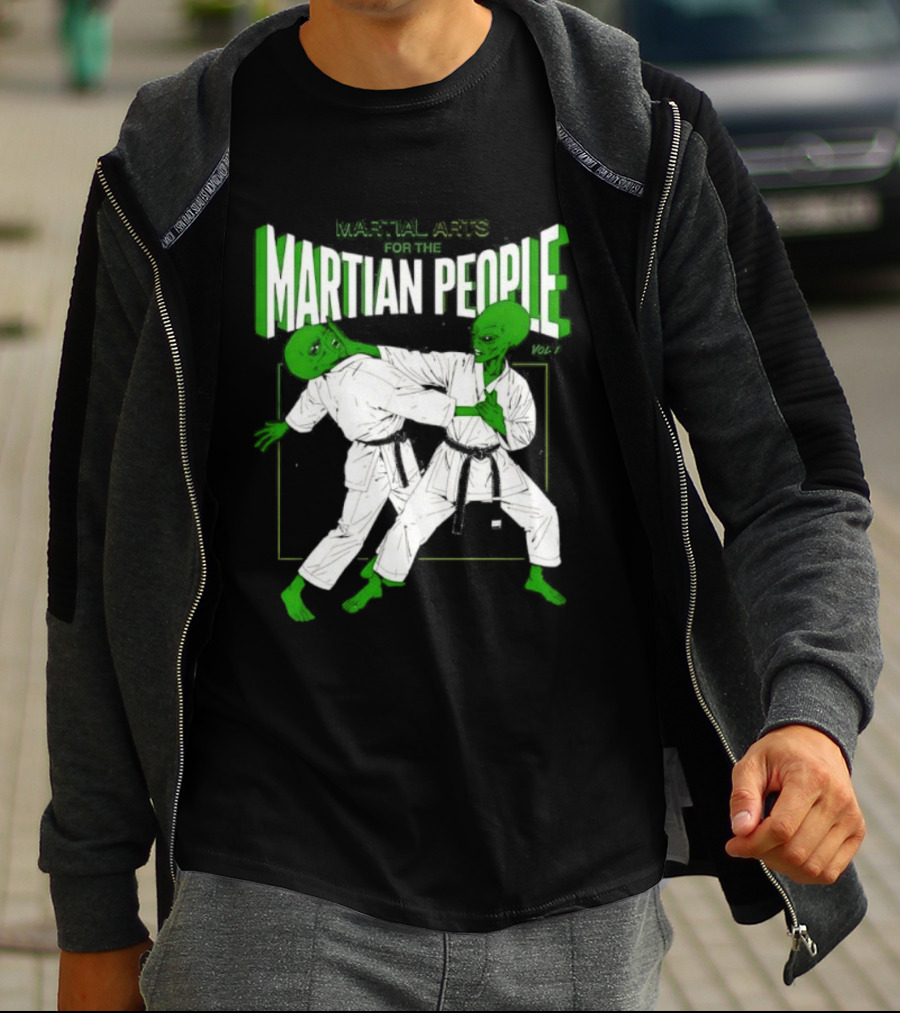 Martial Arts For The Martian People Vol 1 Green Martian Figures In Gi T-Shirt
