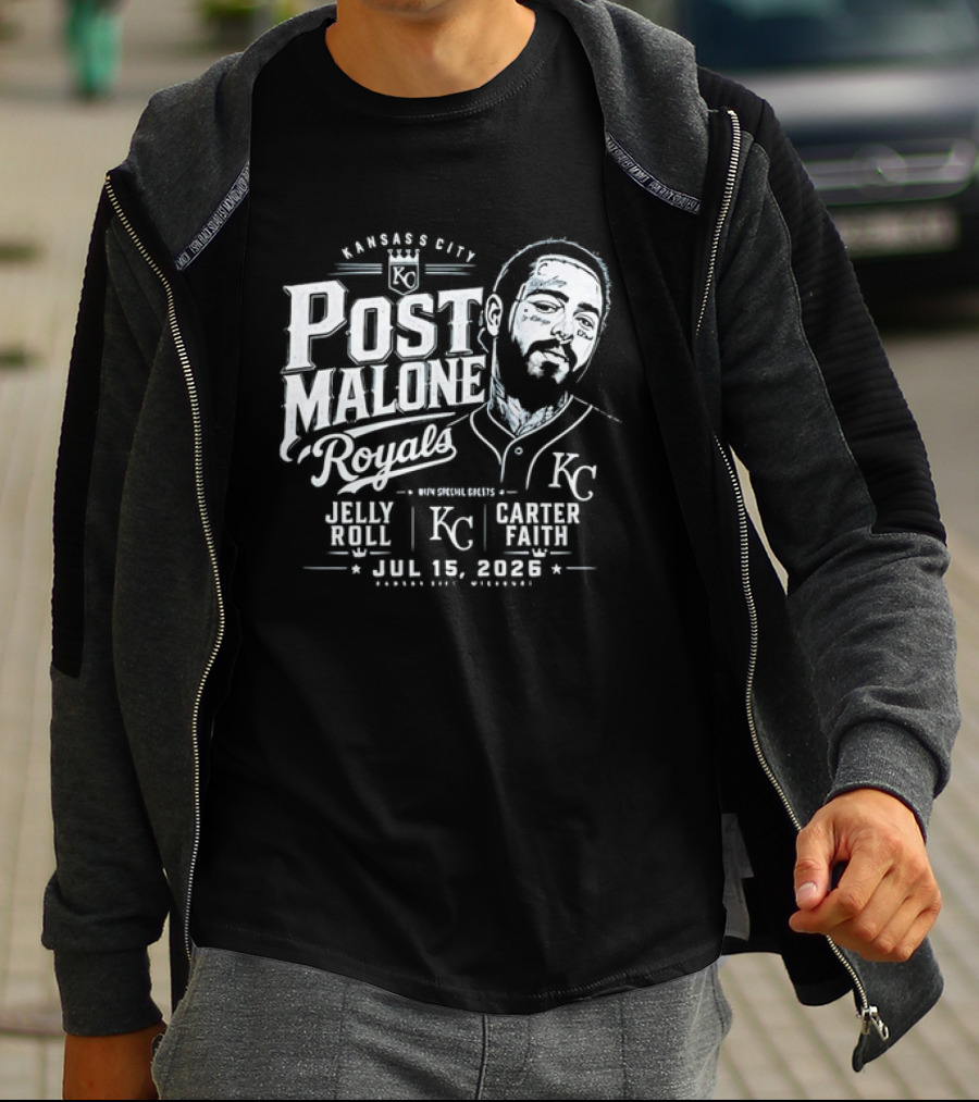 Post Malone Kansas City Royals Concert Jelly Roll Carter Faith KC 2023 T-Shirt