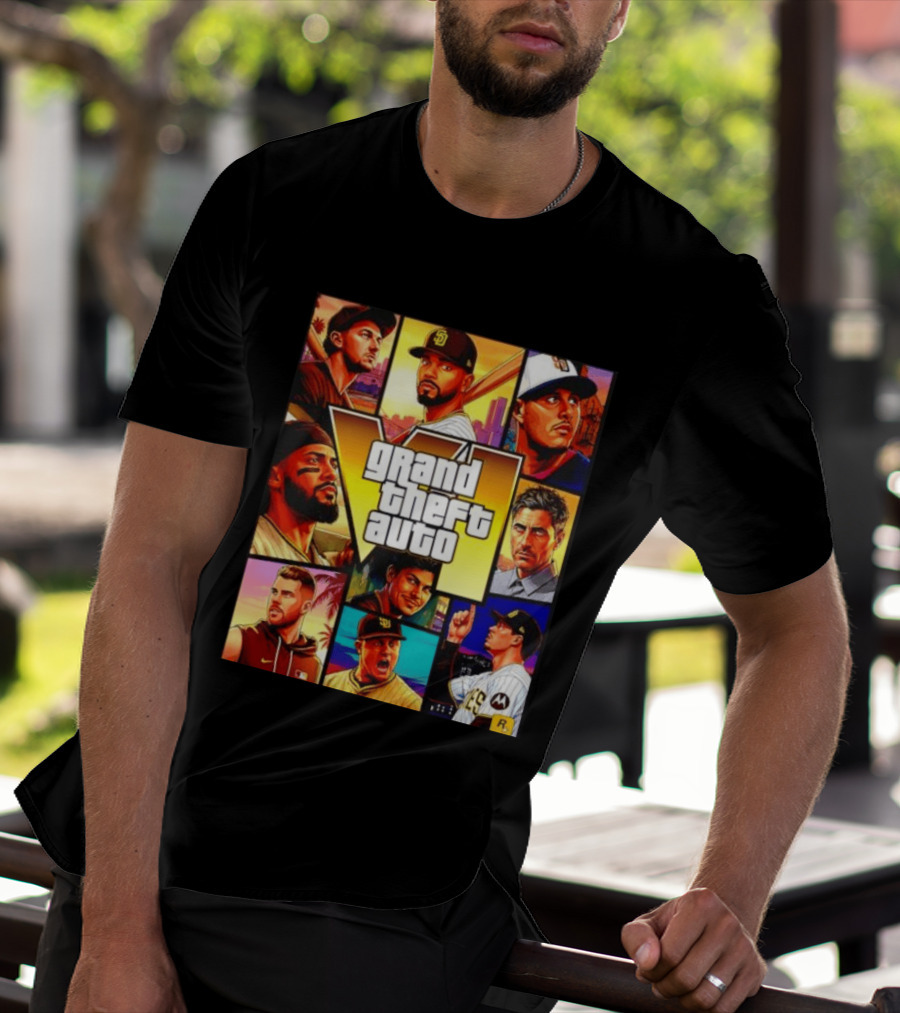 San Diego Padres Grand Theft Auto V Collage Players Team Portraits T-Shirt