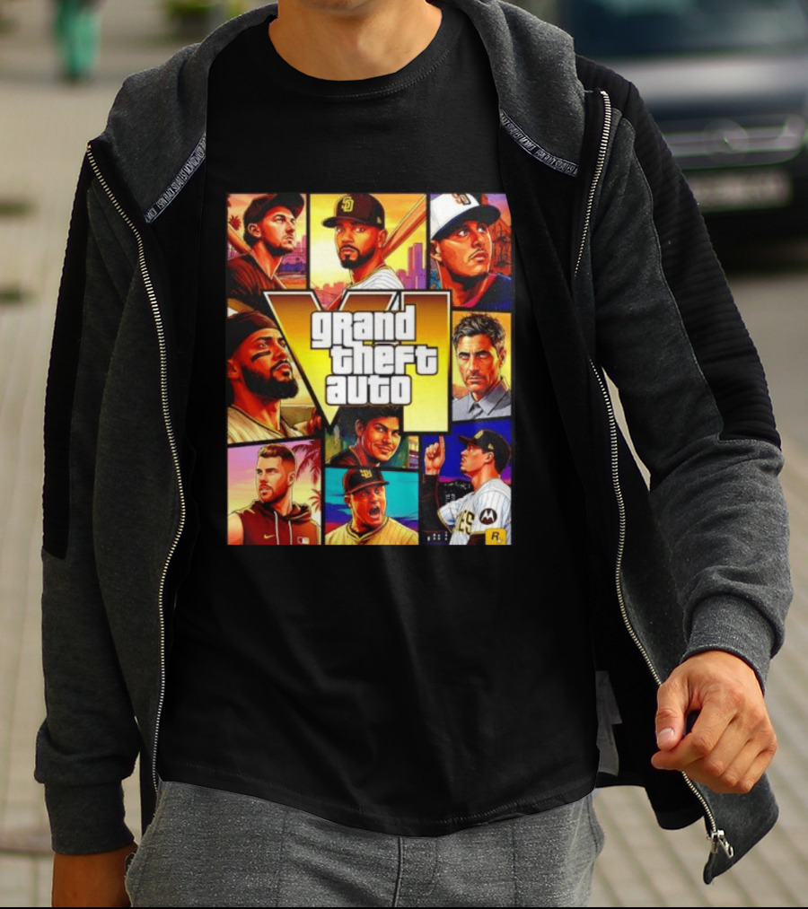 San Diego Padres Grand Theft Auto V Collage Players Team Portraits T-Shirt