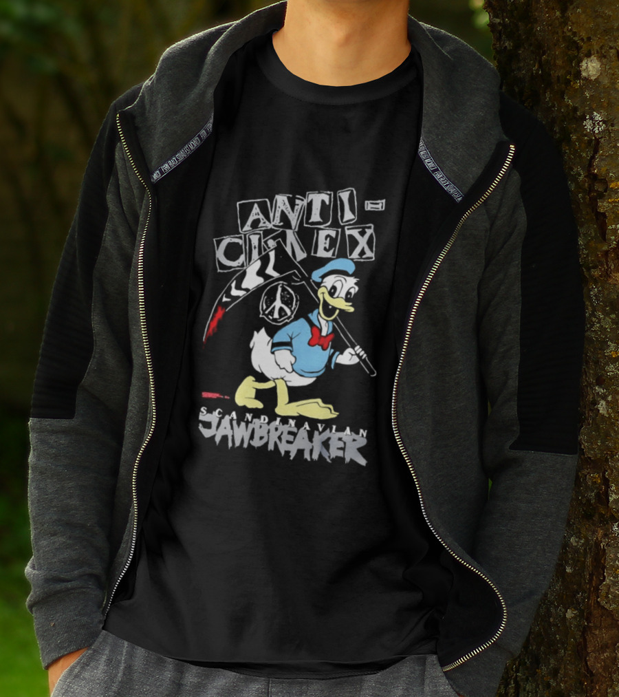 Anti Cimex Scandinavian Jawbreaker Donald Duck Scythe Peace Sign T-Shirt
