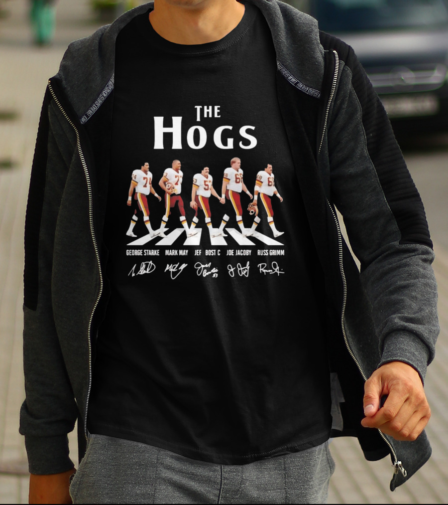 The Hogs George Starke Mark May Jeff Bostic Joe Jacoby Russ Grimm Football Legends T-Shirt