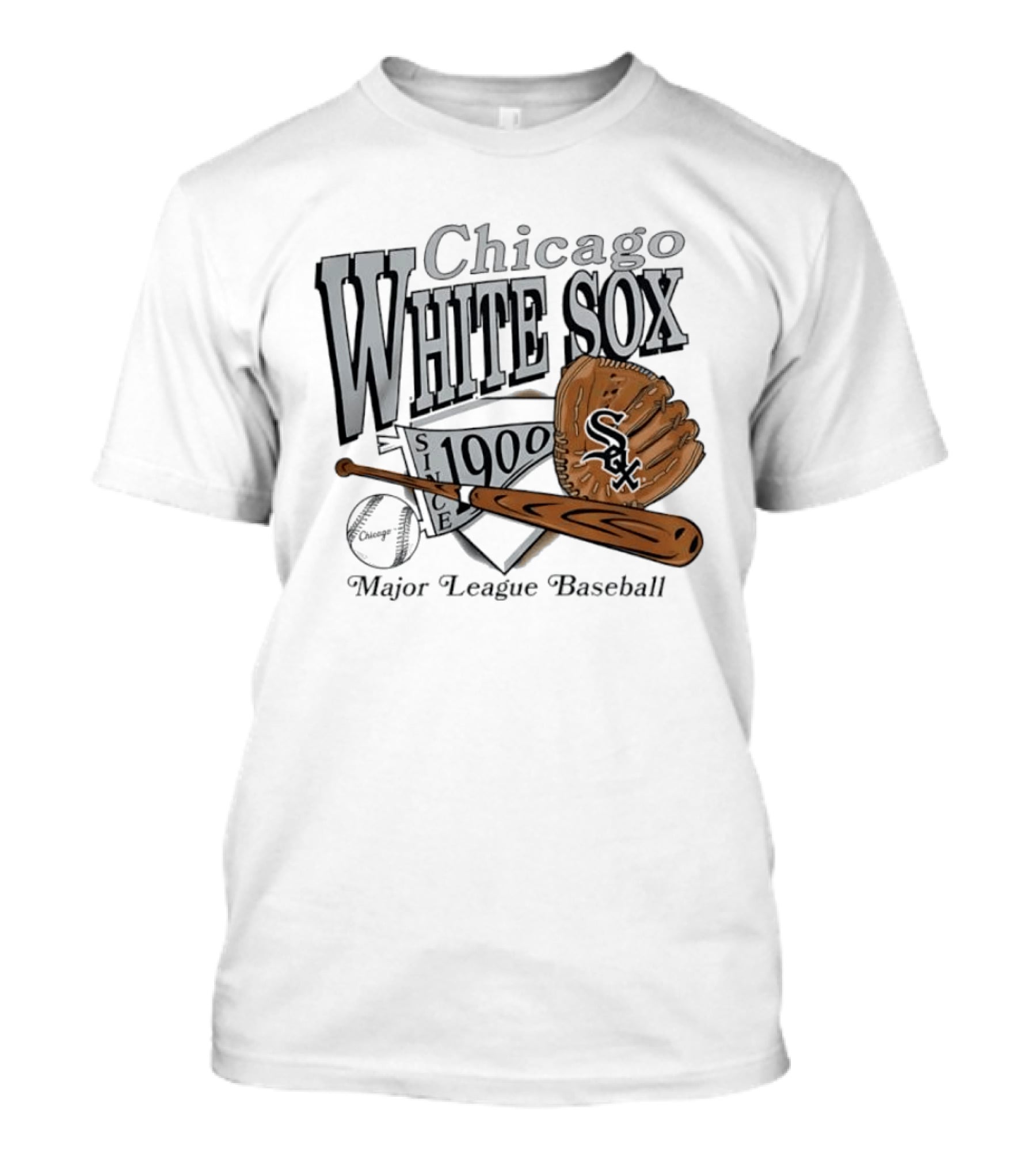 Chicago White Sox Since 1900 Major League Baseball Vintage Style Glove And Bat T-Shirt