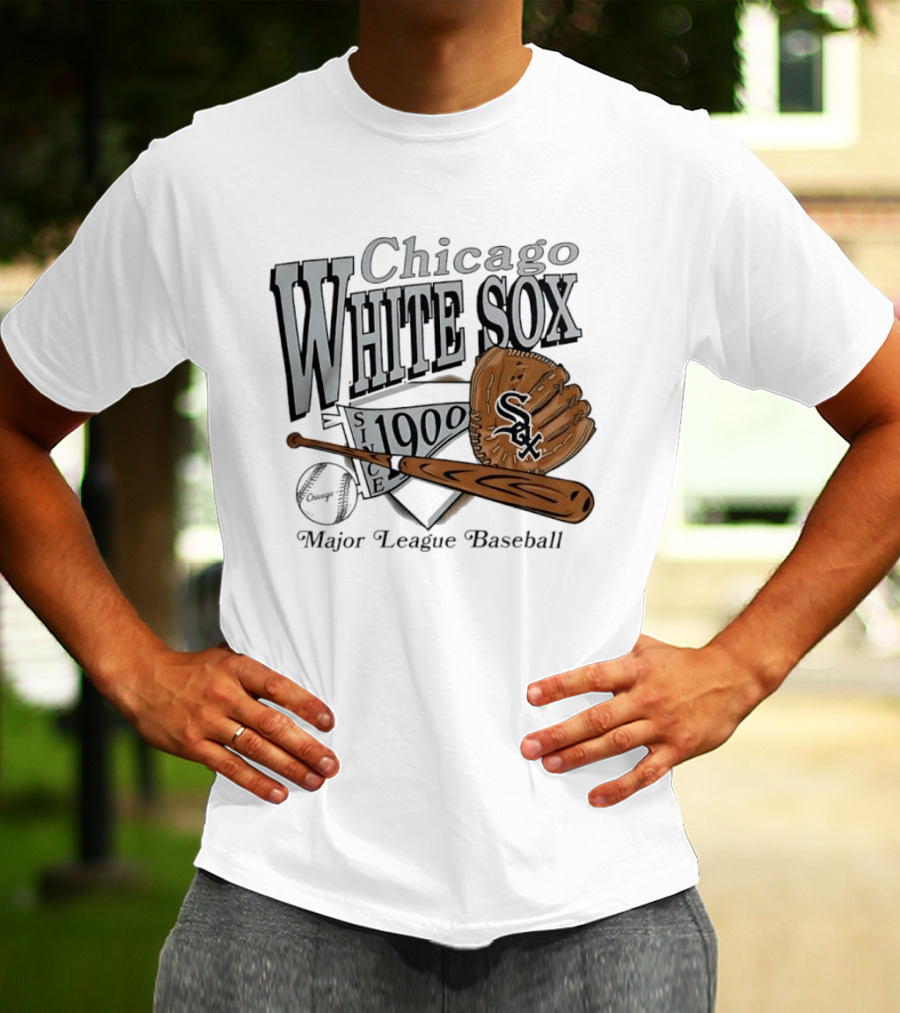 Chicago White Sox Since 1900 Major League Baseball Vintage Style Glove And Bat T-Shirt