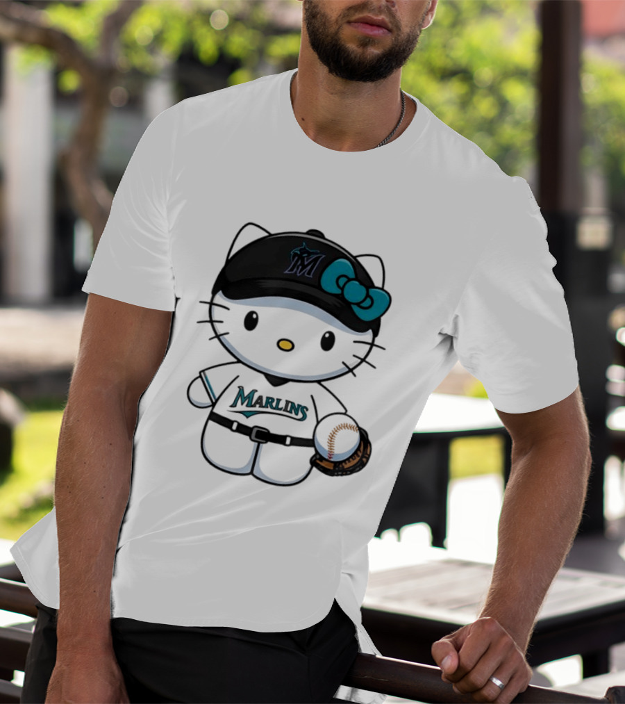 Hello Kitty Miami Marlins MLB Baseball Fan Merchandise T-Shirt