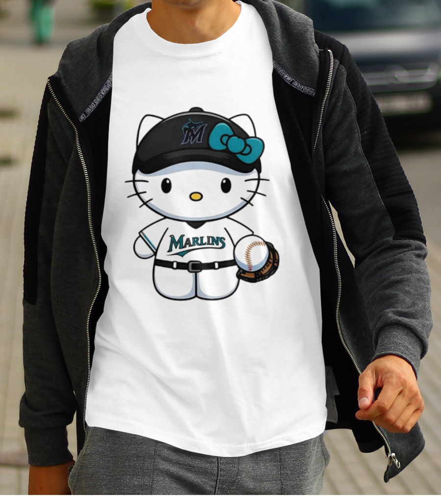 Hello Kitty Miami Marlins MLB Baseball Fan Merchandise T-Shirt