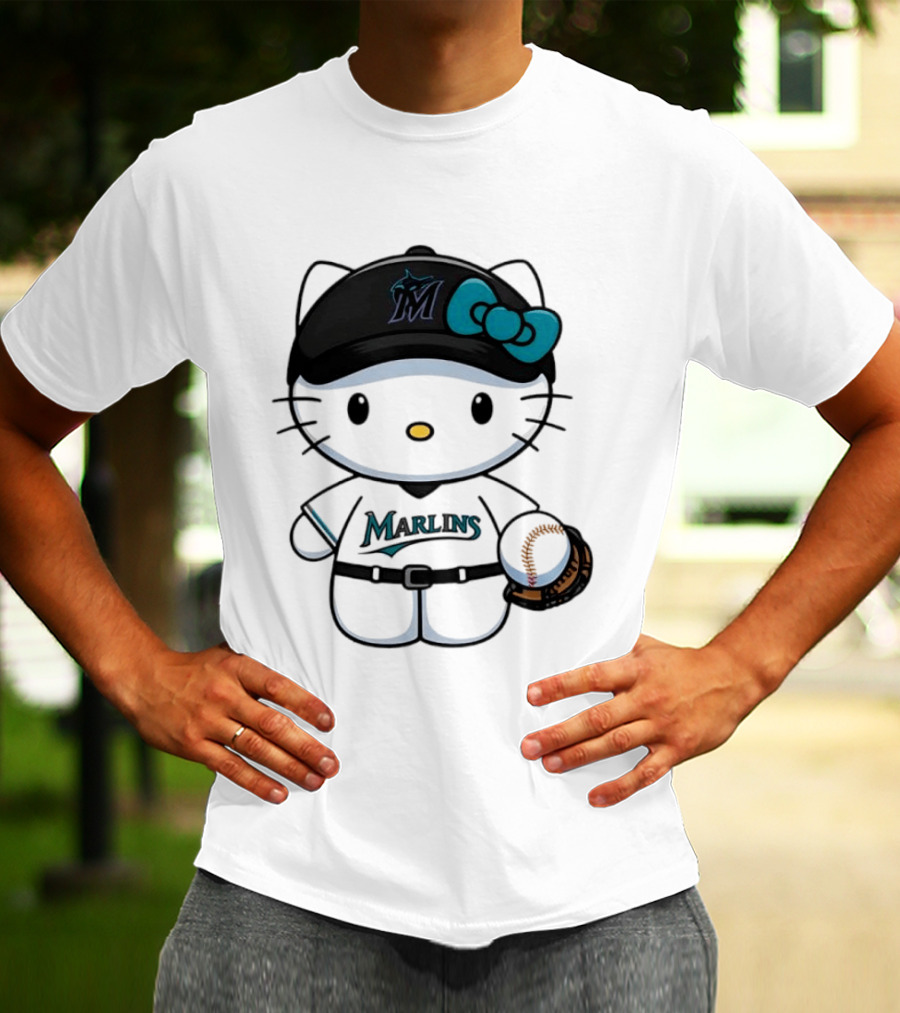Hello Kitty Miami Marlins MLB Baseball Fan Merchandise T-Shirt