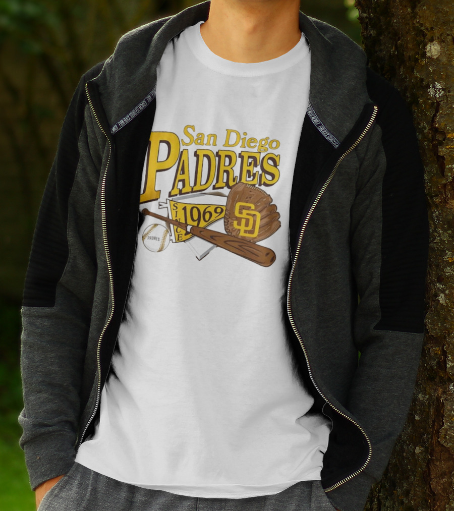 San Diego Padres Baseball Glove Bat Ball Since 1969 T-Shirt