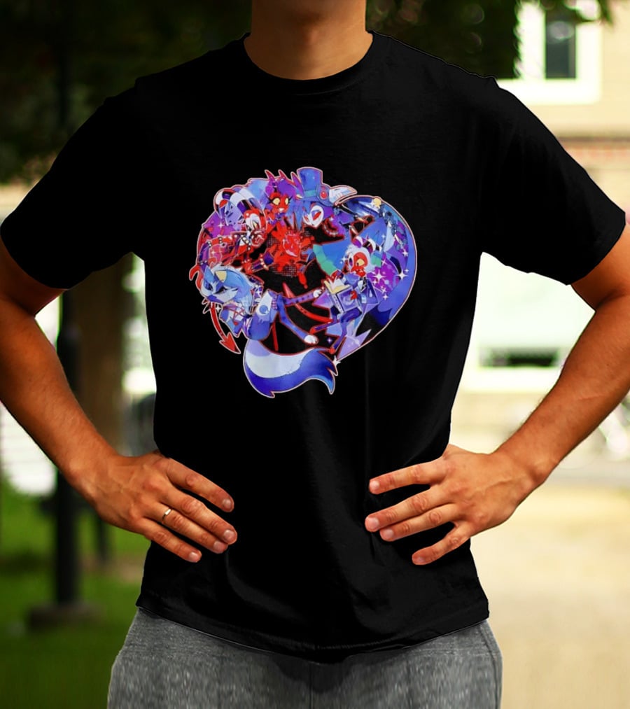Blitzo Moxxie Millie Loona Stolas Helluva Boss Cast Crew Ensemble Vibrant Character Collage T-Shirt