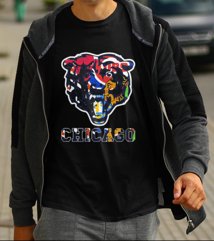 Chicago Bears Cubs White Sox Bulls Blackhawks Fire Sports Mashup T-Shirt