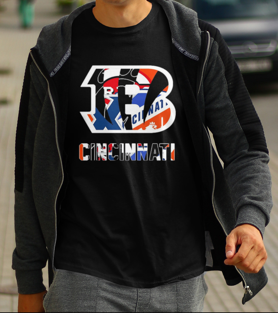 Cincinnati Bengals Reds Bearcats FC Musketeers Sports Logo Mashup T-Shirt