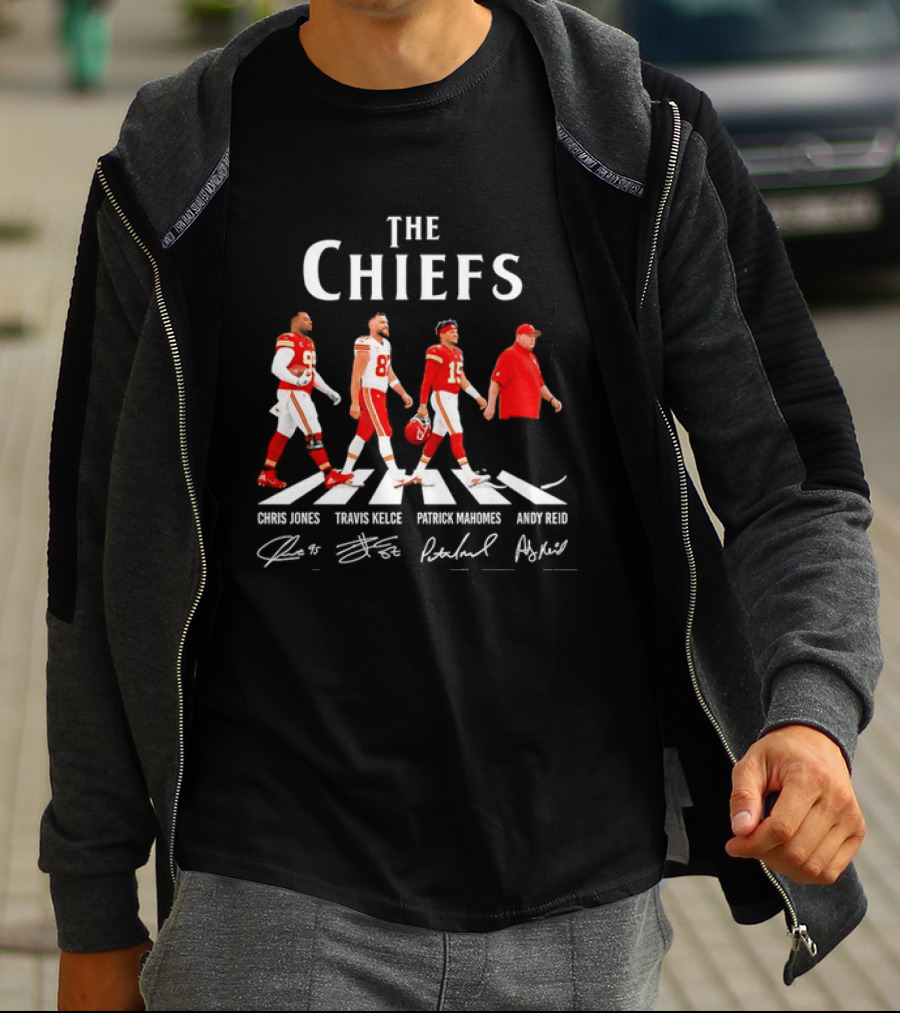 The Chiefs Abbey Road Chris Jones Travis Kelce Patrick Mahomes Andy Reid T-Shirt