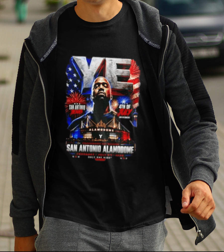 Kanye West Ye San Antonio Alamodome 4th Of July Concert Independence Day Fireworks Flag Stars T-Shirt