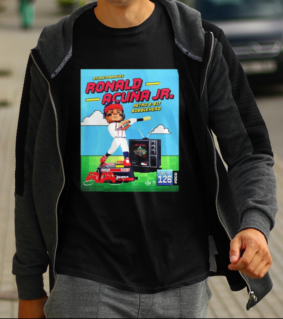 Atlanta Braves Ronald Acuna Jr. Retro 8 Bit Bobblehead Game Controller TV T-Shirt