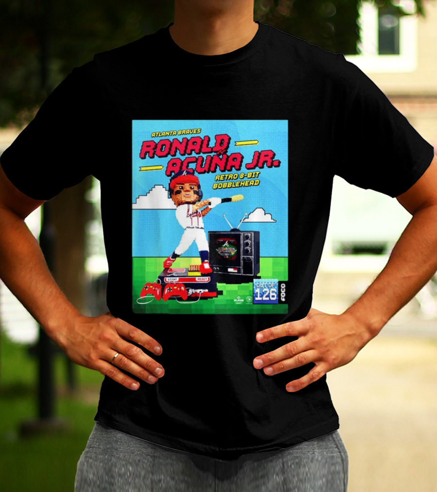 Atlanta Braves Ronald Acuna Jr. Retro 8 Bit Bobblehead Game Controller TV T-Shirt