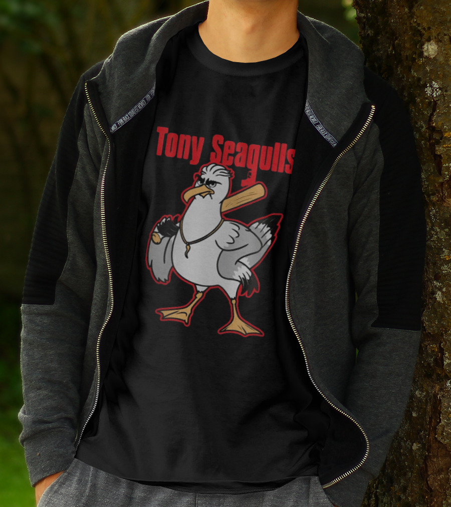 Tony Seagulls Section 10 Bird Character With Baseball Bat T-Shirt