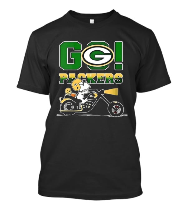 Snoopy Riding Motorcycle Go Packers NFL Fan Celebration T-Shirt