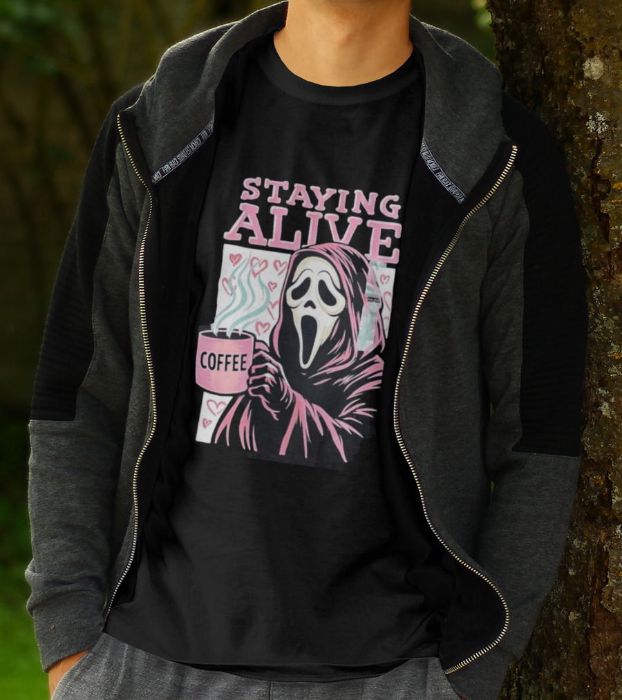 Staying Alive Ghostface Coffee T-Shirt
