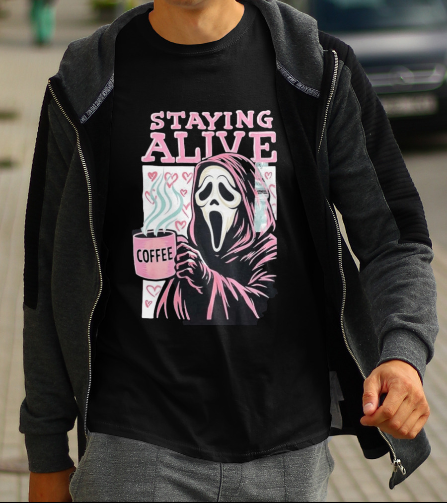 Staying Alive Ghostface Coffee T-Shirt
