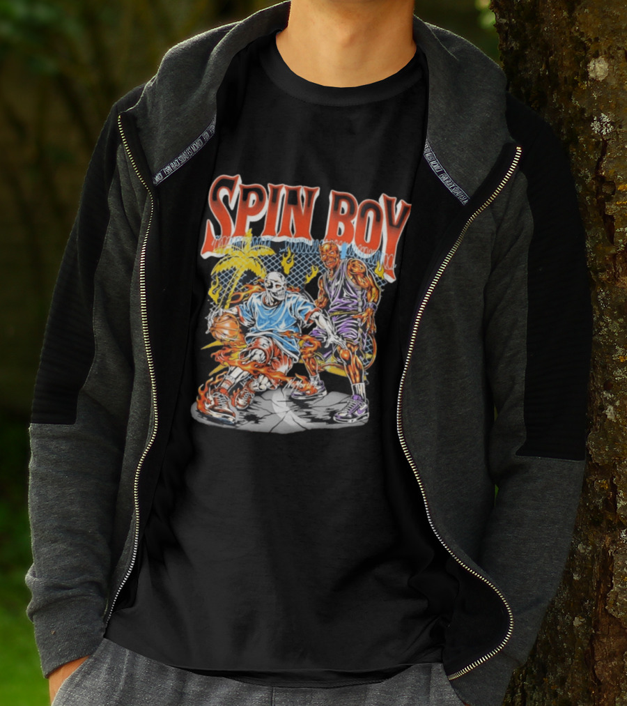 Nomouth Spin Boy Flaming Basketball Streetwear T-Shirt
