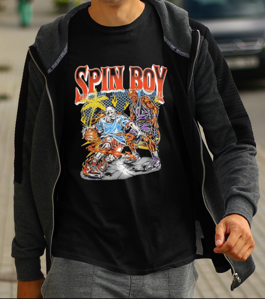 Nomouth Spin Boy Flaming Basketball Streetwear T-Shirt