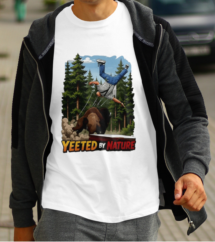 Bison Tossing Tourist Adventure Yeeted By Nature Comedy T-Shirt