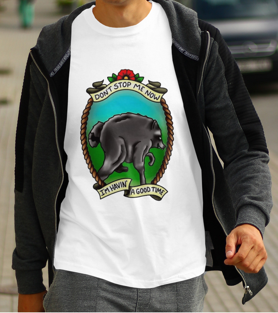 Dancing Wolf Don't Stop Me Now I'm Havin' A Good Time T-Shirt