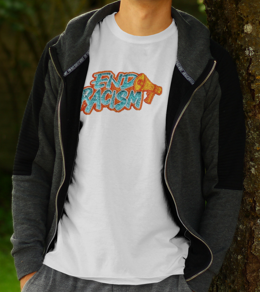 End Racism Embroidered Iron On Patch With Megaphone Applique T-Shirt