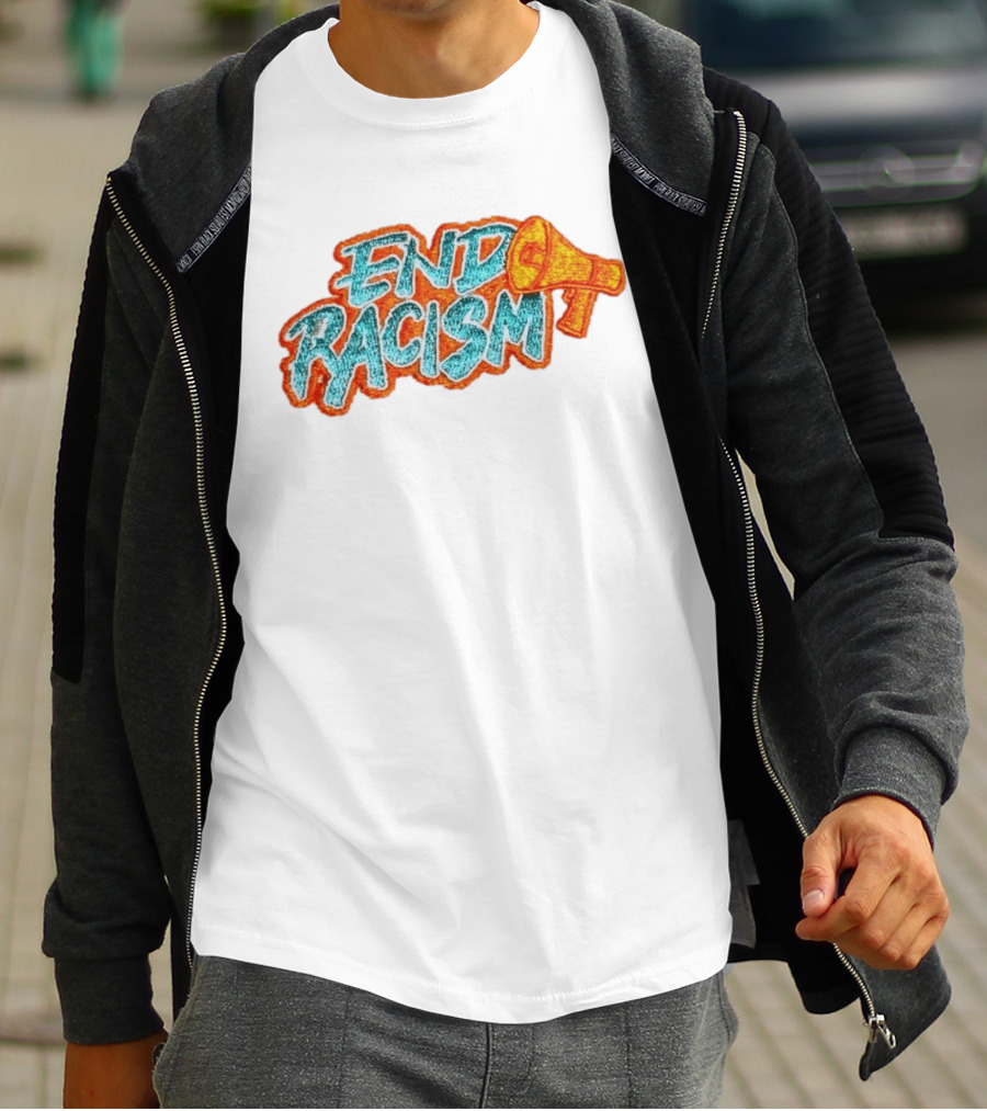 End Racism Embroidered Iron On Patch With Megaphone Applique T-Shirt