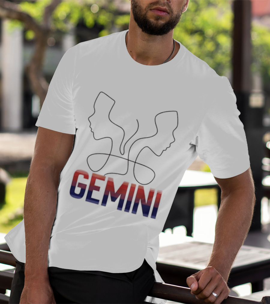 Gemini Zodiac Rainbow Outline LGBTQ Pride T-Shirt
