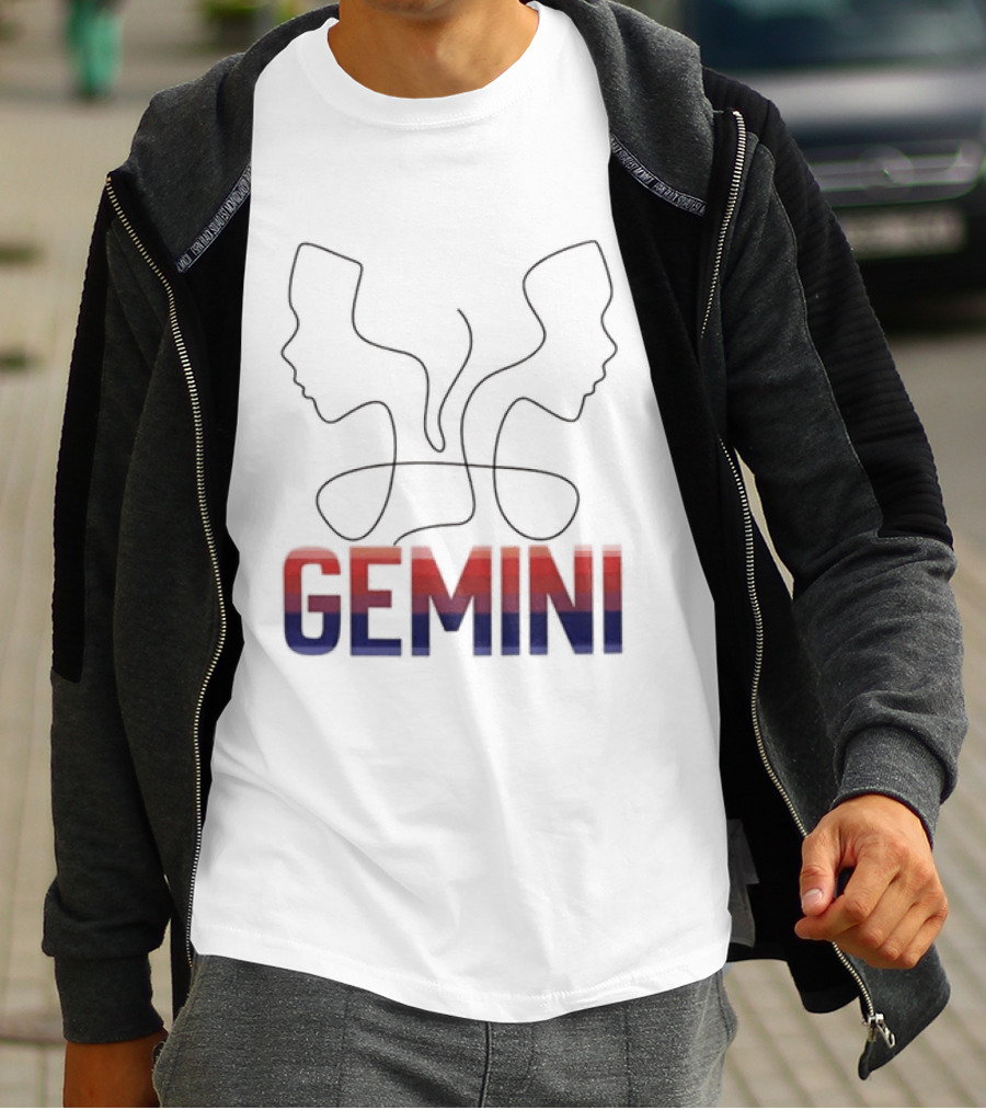 Gemini Zodiac Rainbow Outline LGBTQ Pride T-Shirt