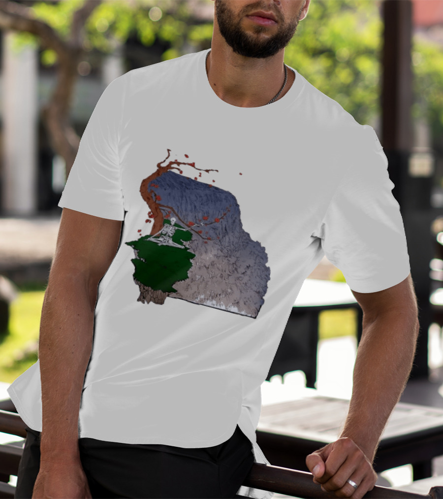 Grateful Dead Skeleton Meditating Under Flowering Tree T-Shirt