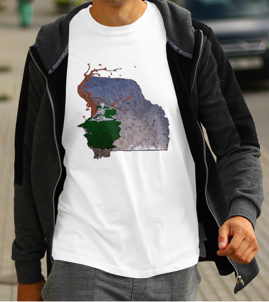 Grateful Dead Skeleton Meditating Under Flowering Tree T-Shirt