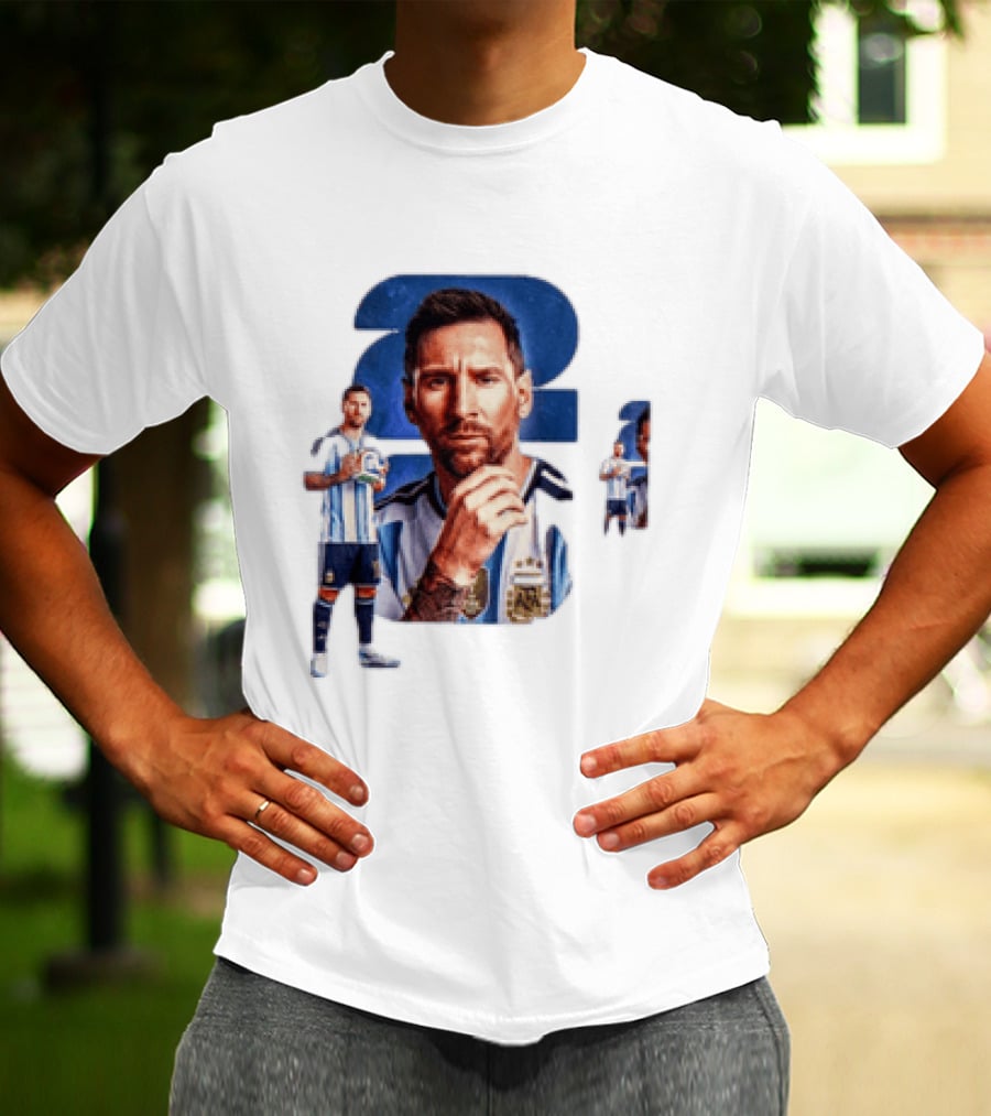 Lionel Messi Argentina Jersey 2023 FIFA World Cup Champion Collage T-Shirt