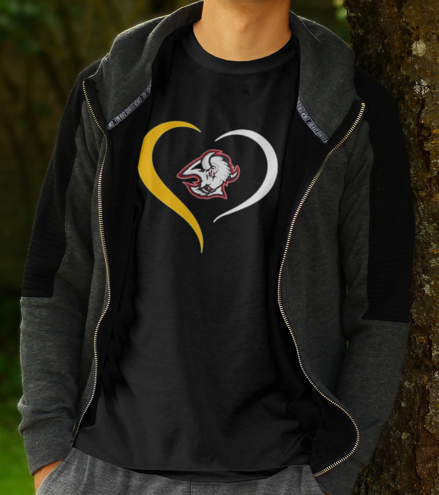 Buffalo Heart With Buffalo Head And Dual Heart T-Shirt