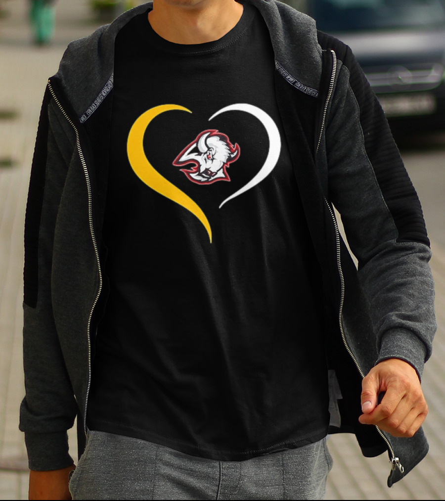 Buffalo Heart With Buffalo Head And Dual Heart T-Shirt