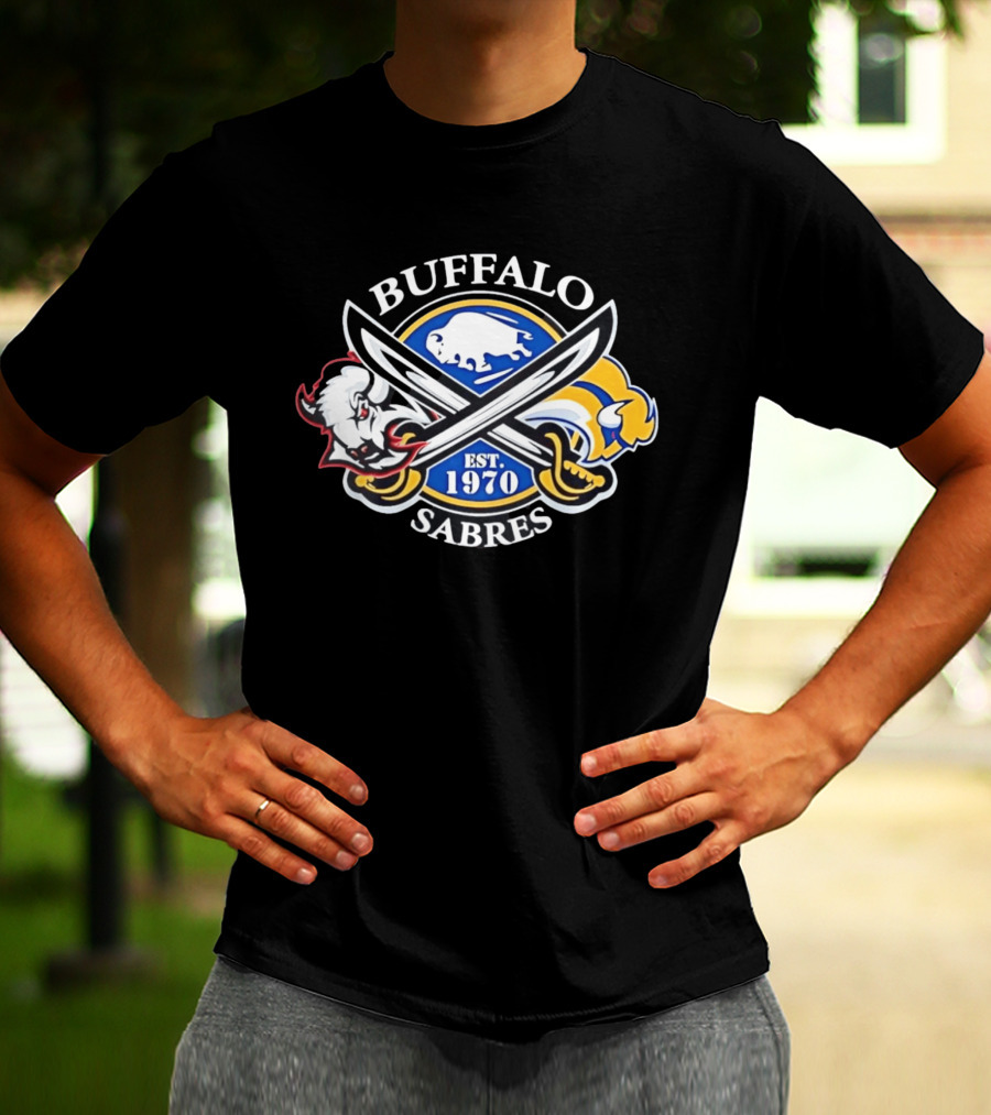 Buffalo Sabres Est 1970 Crossed Sabers Logo With Buffalo And Sabre T-Shirt