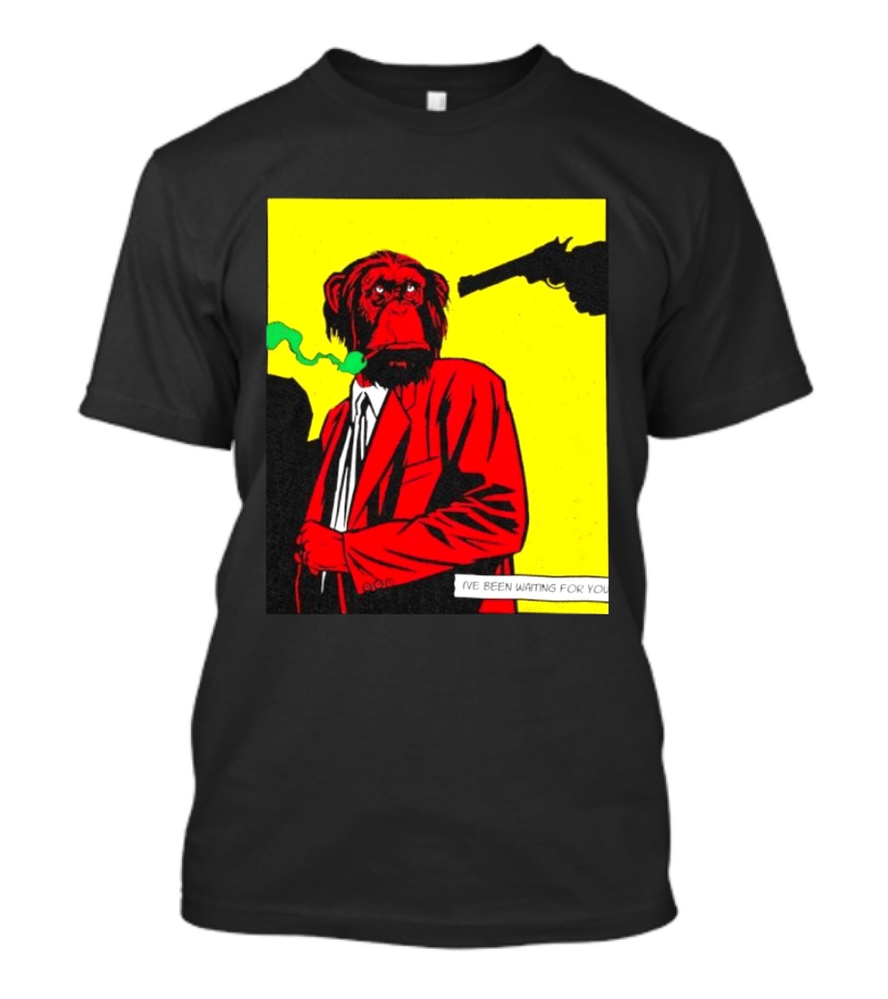 Chimpanzee Hitman Smoking Scene I've Been Waiting For You T-Shirt
