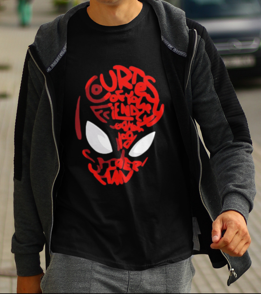 Courtesy Of Your Friendly Neighborhood Spider Man Face T-Shirt