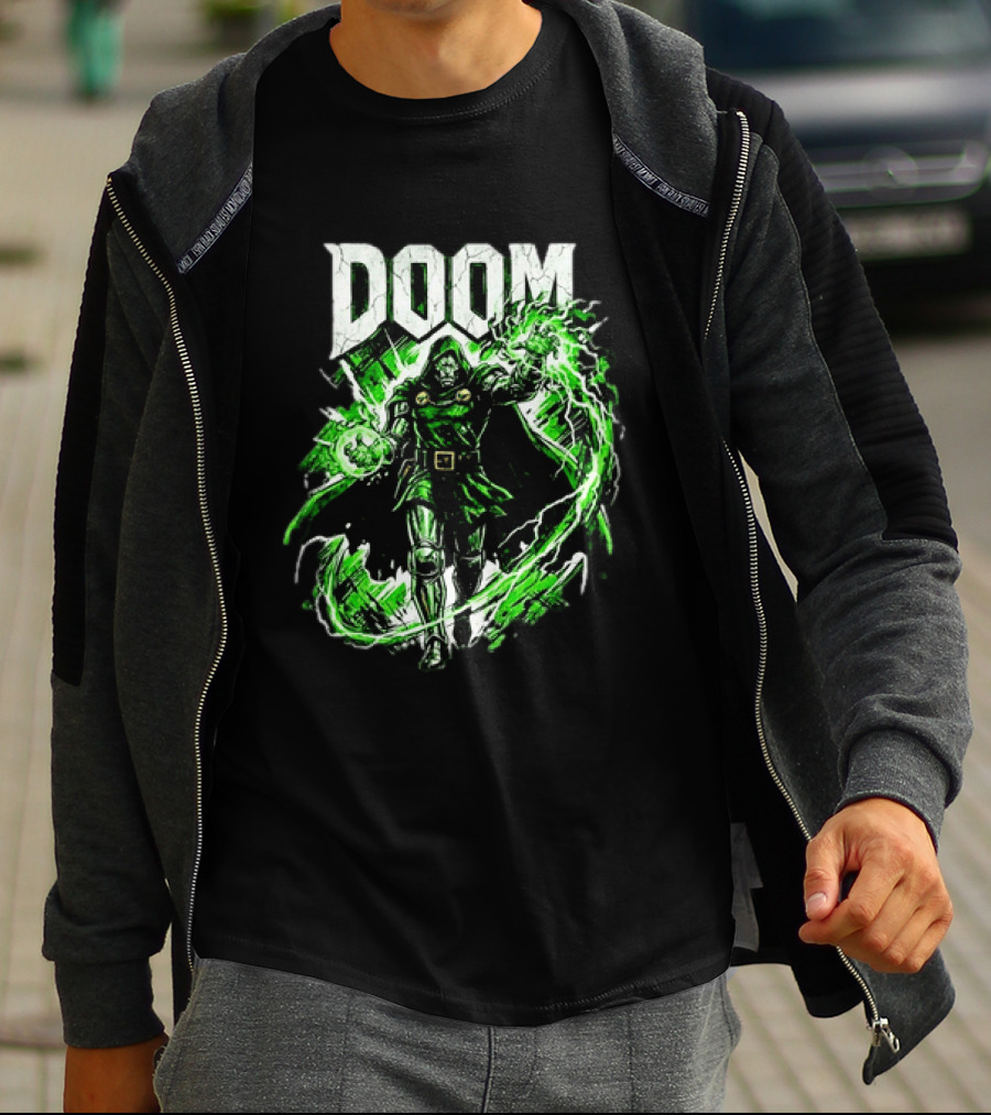 Doctor Doom Lightning Villain Power Display T-Shirt