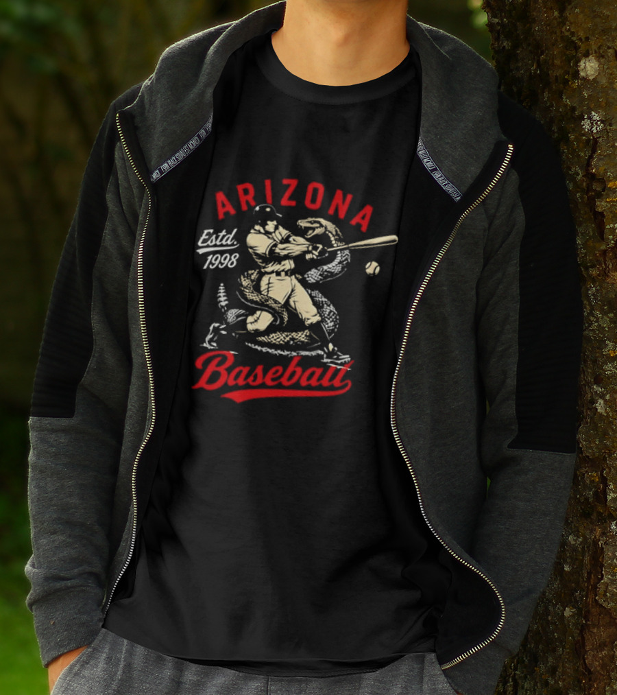 Estd 1998 Arizona Baseball Batting Player With Snake T-Shirt