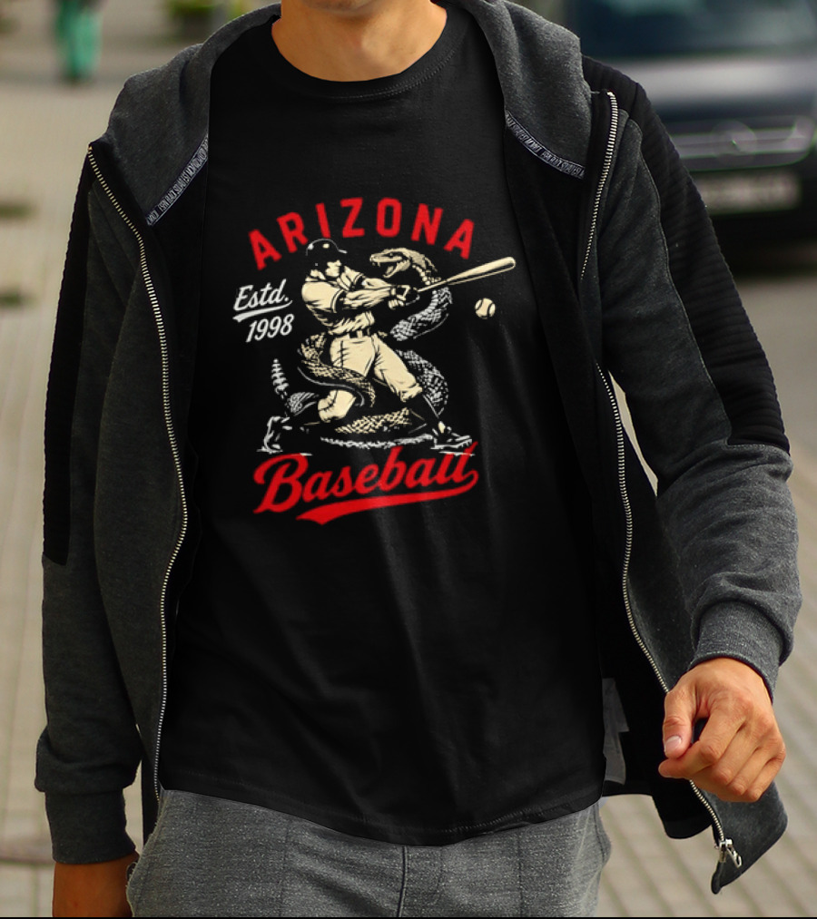 Estd 1998 Arizona Baseball Batting Player With Snake T-Shirt
