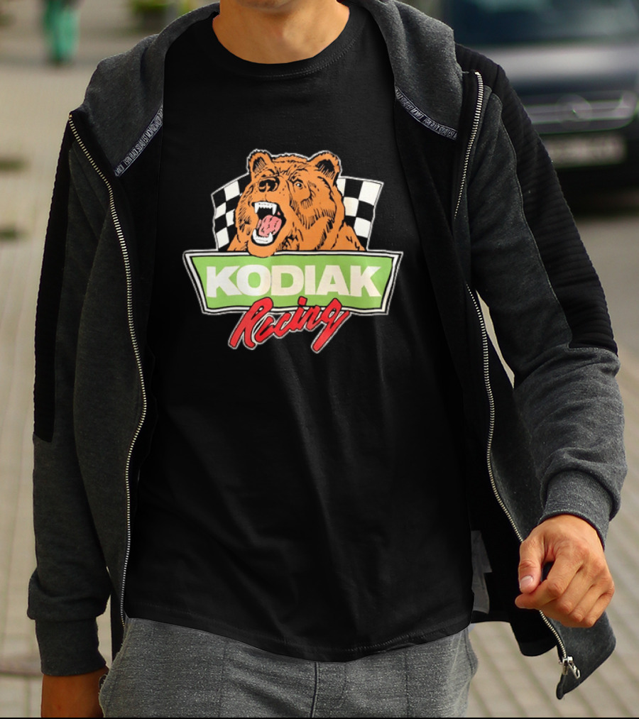 Kodiak Racing Bear Checkered Flag Motorsport T-Shirt