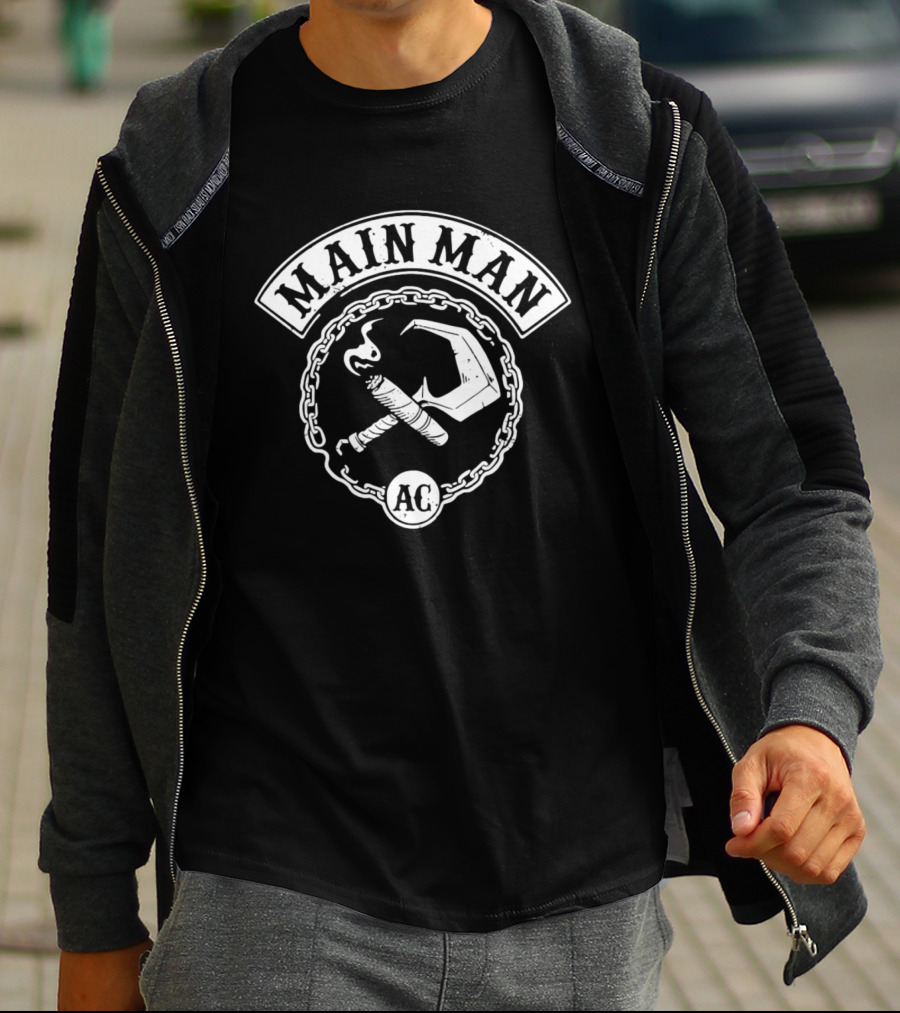 Main Man AC Hammer Chain Iconic Smoking Cigar And Tool Motif T-Shirt