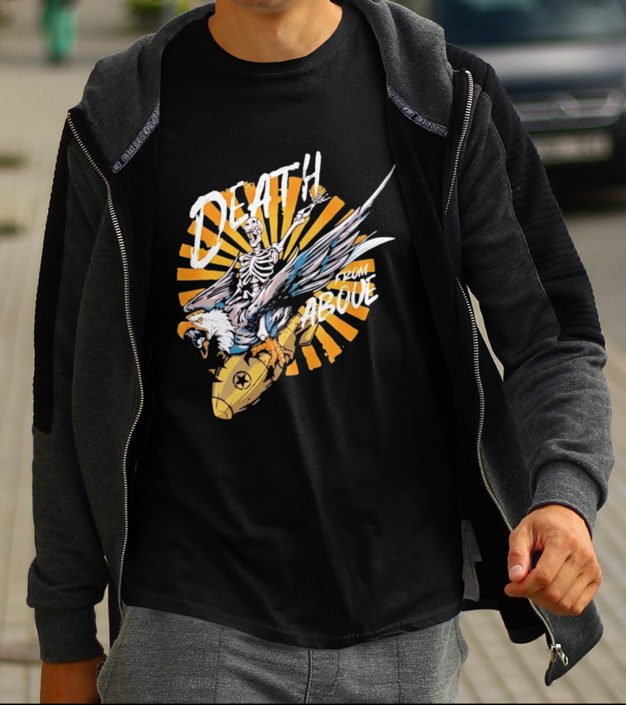 Skeleton Eagle Riding Bomb Death From Above T-Shirt